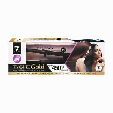 Tyche Gold 3/4” Flat Iron – Double Coated Gold Ceramic